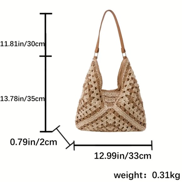 FINAL PRICE ❤️‍🔥 BEACH BAG ❤️‍🔥 NWT BLACK/CREAM HOBO BAG - Picture 4 of 10